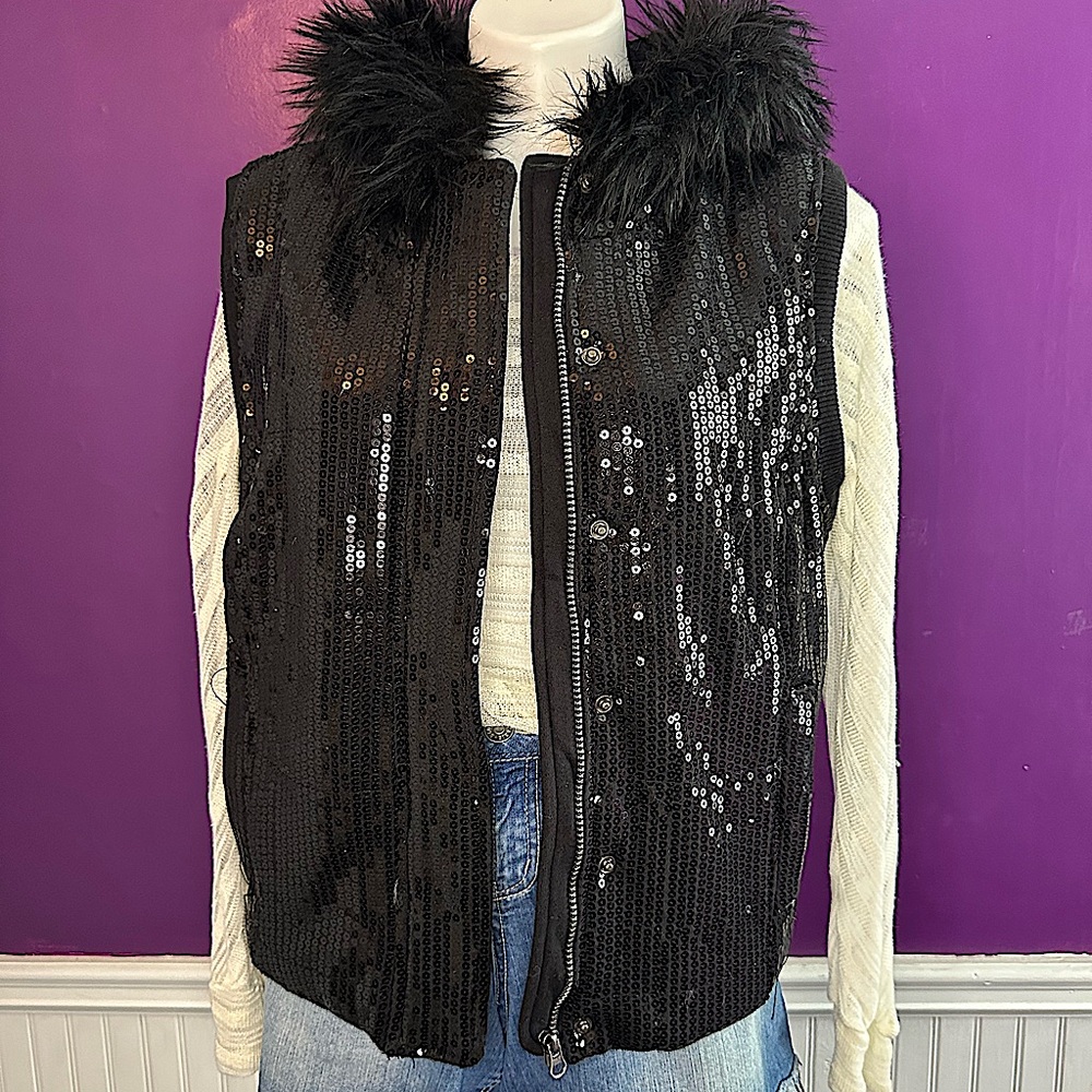 Black Sequin Vest